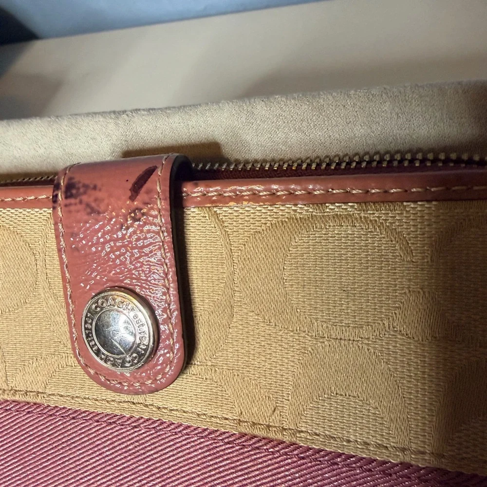Coach Tan and Pink Signature Wallet